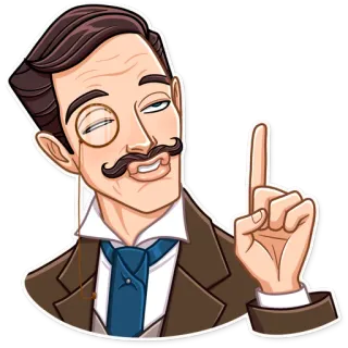 🤓 f07cf2e1 hombre, monóculo, bigote, retrato, vintage, personaje, expresión whatsapp sticker