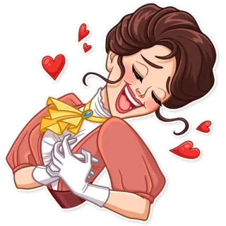 🥰 29ad9008 woman, love, hearts, joyful, cute, cartoon, Victorian telegram sticker