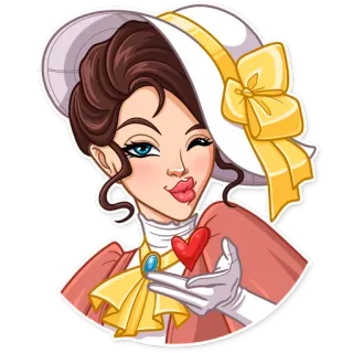 😘 45004647 woman, heart, wink, kiss, greeting, vintage, hat, fancy telegram sticker