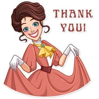 😁 87617638 THANK YOU! thank you, woman, cartoon, vintage, dress, greeting telegram sticker