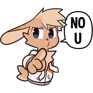 🔁 21f15d9b NO U Мультяшный кролик, Персонаж, Наклейка, Нет ты, Мем whatsapp sticker