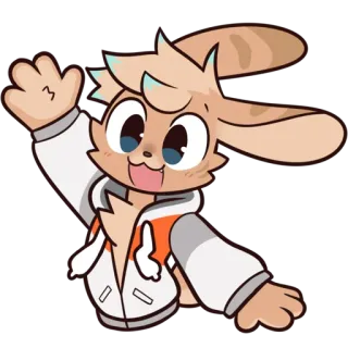 👋 4c6fe53a мультфильм, зайчик, животное, милый, каваий, приветствие, машет whatsapp sticker