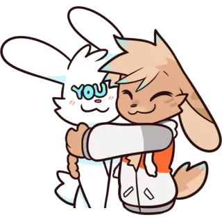 🤗 568172d7 YOU кролик, животное, мультфильм, объятие, милый, дружба whatsapp sticker