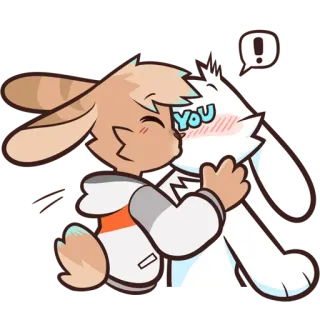 😘 7073a3c4 You Фурри, Кролик, Поцелуй, Объятие, Мультфильм whatsapp sticker