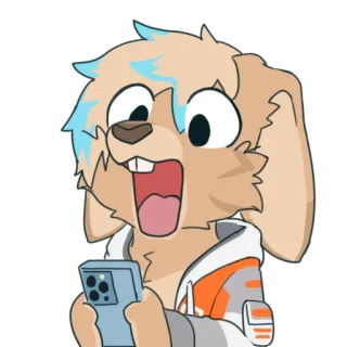 🅰️ c1be8d1f Фурри, Мультик, Кролик, В шоке, Телефон, Милый whatsapp sticker