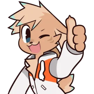 👍 f75535ca Мультик, Животное, Персонаж, Милый, Подмигивающий, Палец вверх, Позитивный, Счастливый whatsapp sticker