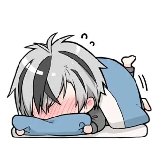 😴 5412238c アニメ, ちび, 可愛い, 眠い, キャラクター, 寝そべり, 毛布 telegram sticker