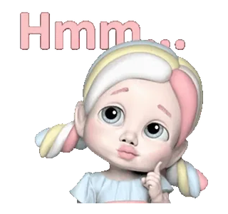 🤔 9c3f9988 Hmm... thinking, cute, wondering, hmm, confused, girl telegram sticker