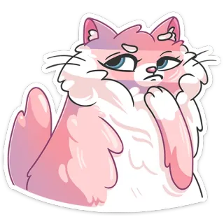 🤔 26c86255 cat, kitten, fluffy, cute, pink, white, cartoon, animal telegram sticker