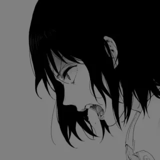 ⌨️ 071dd1b8 Anime, Manga, Mujer, Triste, Deprimido/a, Blanco y negro telegram sticker