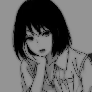 ⌨️ 2f511377 chica anime, manga, triste, emocional, retrato, monocromo telegram sticker