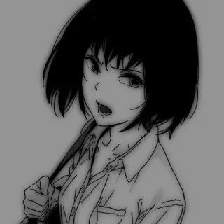 ⌨️ 6929baf1 Anime, Chica, Pelo negro, Uniforme escolar, Dibujo animado, Manga, Retrato telegram sticker