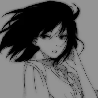 ⌨️ 6fa13938 Anime, Chica, Dibujo animado, Blanco y negro, Personaje telegram sticker