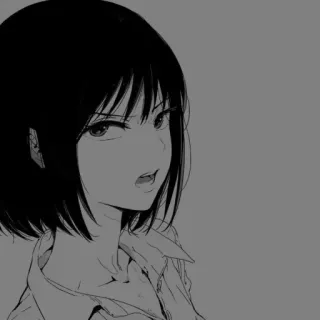 ⌨️ 930d7b27 Anime, Chica, Blanco y Negro, Pelo Corto telegram sticker