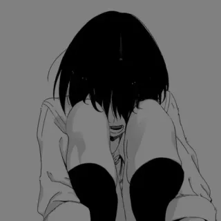 ⌨️ eaf96364 chica anime, triste, deprimido, emocional, dibujos animados telegram sticker