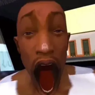 😮 9c3357ad CJ Grand Theft Auto: San Andreas gta, san andreas, cj, ตกใจ, อ้าปาก telegram sticker