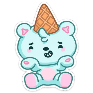 🤷‍♂️ 10babeaf oso, helado, lindo, kawaii, dibujos animados, pegatina telegram sticker