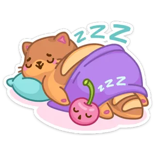 😴 f6aafddf ZZZ kucing, tidur, ceri, imut, kartun, bantal, selimut whatsapp sticker