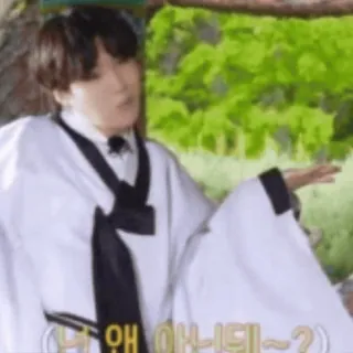 🦥 9681a097 나 왜 아니데~? เกาหลี, คน, ชุดพื้นเมือง, สีหน้า, ท่าทาง telegram sticker