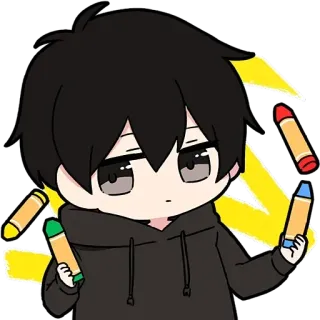 🫥 c211c3b8 мальчик, аниме, карандаш, рисунок, искусство whatsapp sticker