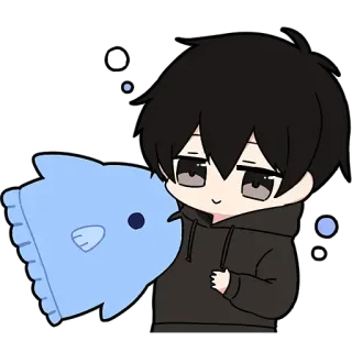 😘 f3b9c431 аниме, милый, чиби, рыба whatsapp sticker