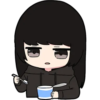 😕 68ab98bd adesivo, cartone animato, personaggio, cibo, cucchiaio, emozione telegram sticker