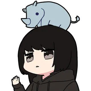 🙄 d4e67edb Anime, Rinoceronte, Ragazza, Cartone animato telegram sticker