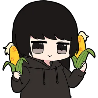 🌽 f36235ce cartoni animati, mais, carino, anime telegram sticker