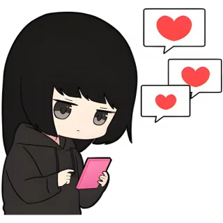 😍 505e1a02 menina, anime, corações, amor, fofo, triste, tablet telegram sticker