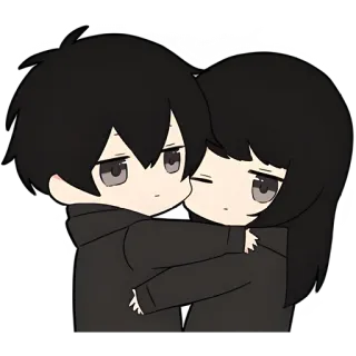 🤗 de2fed0b casal, abraço, amor, desenho animado, anime, romântico telegram sticker