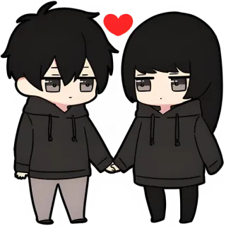 😍 e2f67281 couple, love, anime, heart, kawaii telegram sticker