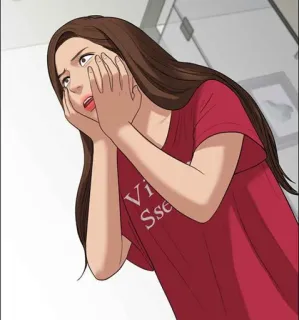 🌨 036e58f0 Viva la Vida woman, cartoon, webtoon, t-shirt, crying, distressed telegram sticker