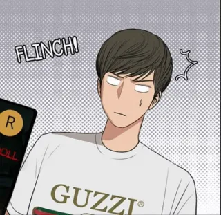 🌨 2b961158 FLINCH! anime, cartoon, man, frown, shocked, flinch telegram sticker