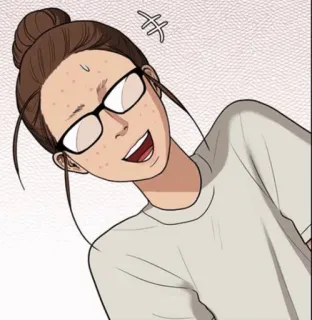 🌨 b2c06331 cartoon, illustration, portrait, woman, girl, eyeglasses, smile telegram sticker