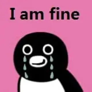 🥲 acba78a5 I am fine penguin, menangis, sedih, emosional, baik telegram sticker