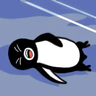 😫 d3a4e509 penguin, kartun, hewan, imut, es, tidur telegram sticker