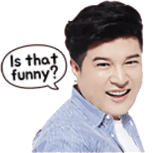 😏 f30f141b Is that funny? mężczyzna, pytanie, śmieszne, wyraz, dymek telegram sticker