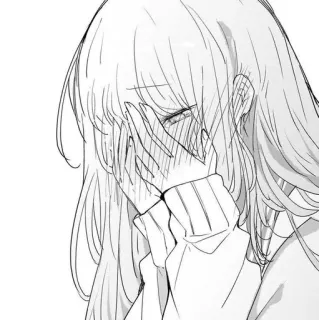 ☺️ 3b1f3cef Anime, Garota, Chorando, Triste, Ilustração, Mangá, Esboço telegram sticker