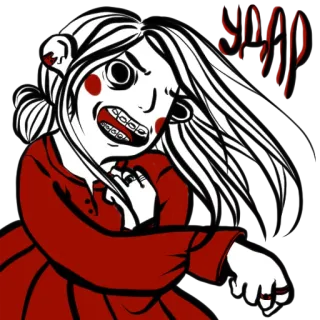 👊 d60b58fe YPPP 动漫, 血腥, 恐怖, 女孩, 生气 telegram sticker