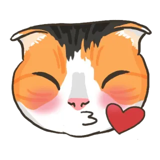 😘 5c9f3aef kucing, binatang, stiker, imut, ciuman, hati, kucing calico whatsapp sticker