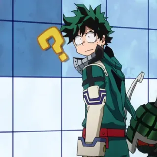 💚 b2224f44 Izuku Midoriya My Hero Academia Anime, Personage, Izuku Midoriya, Vraagteken, My Hero Academia telegram sticker