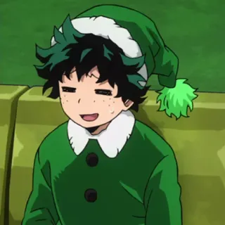 💚 d52cc84a Izuku Midoriya My Hero Academia Anime, Manga, My Hero Academia, Izuku Midoriya, Deku, Kerst, Elf, Vakantie telegram sticker