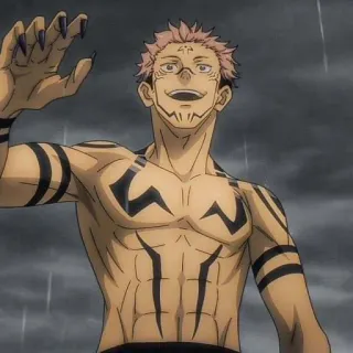 🎴 4b8d7596 Ryomen Sukuna Jujutsu Kaisen anime, manga, cursed spirit, tattoo, demon telegram sticker