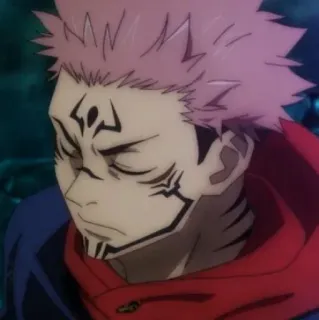 🎴 e39c94ef Sukuna Jujutsu Kaisen anime, demon, cursed, sorcerer, red hair, tattoos telegram sticker