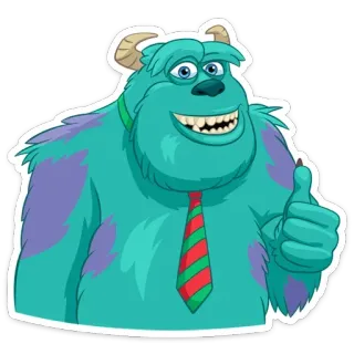 👍 9ee179be Sully Monsters, Inc. Sully, James P. Sullivan, Potwory i spółka, Disney, Pixar, Potwór, Niebieski, Kciuk w górę telegram sticker