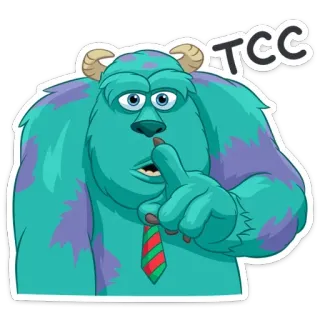 🤫 fc542174 Sully Monsters, Inc. TCC potwory i spółka, sully, psst, cisza, kreskówka, potwór telegram sticker