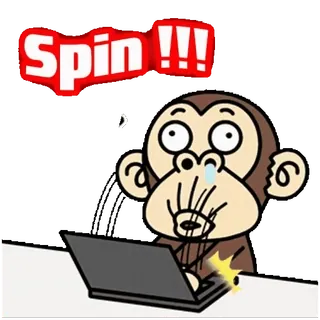 🔥 2329da22 Spin !!! 猴子, 旋转, 电脑, 卡通 telegram sticker