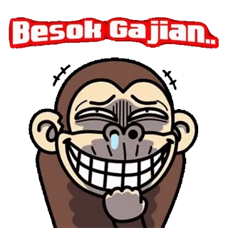 👀 f49ed7d1 Besok Gajian.. 猴子, 卡通, 幽默, 工资, 发薪日, 表情包 telegram sticker