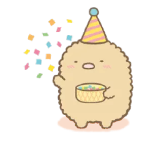 🎊 40cc2954 Sumikko Gurashi, esponjoso, fiesta, confeti, lindo, celebración telegram sticker
