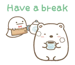 ☕️ 5e87b475 Have a break cute, bear, ghost, coffee, tea, break, relax telegram sticker